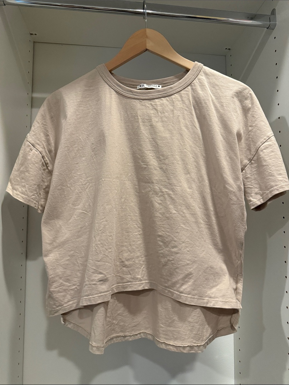 Zara Cream Boxy Long Sleeve Tee